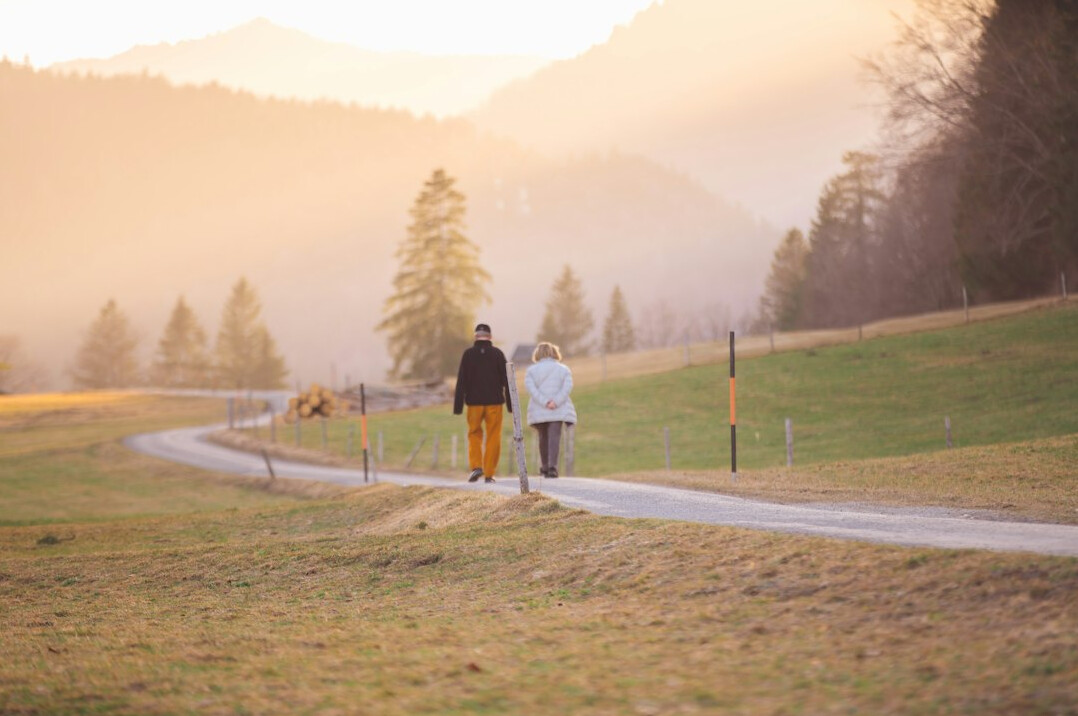 senior couple walking